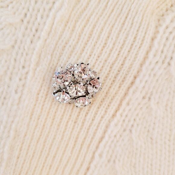 J Crew Wool Blend Jeweled Button Crew Neck Sweater Size L Cream Holiday Preppy - Picture 4 of 10